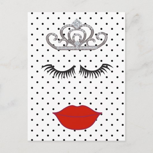 Stippen Douche Waar is mijn lippenstift Tiara Fees Briefkaart (Voorkant)