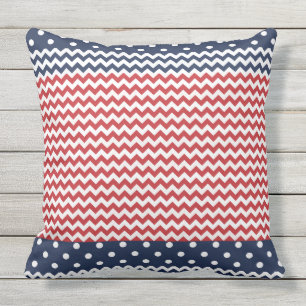 Stippen en Chevron Patriotic USA Outdoor Pillow Buitenkussen