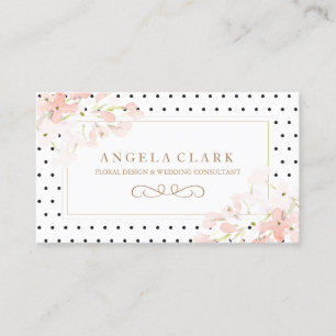 Stippen en roze Waterverf bloesems Visitekaartje