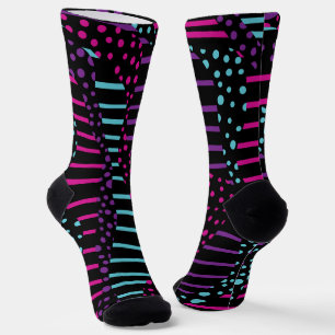 Stippen en Strepen 2 - Roze, Paars, Blauw en Zwart Sokken