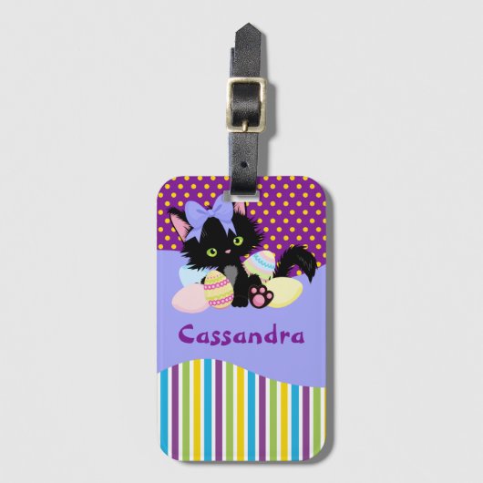 Stippen en stripes van zwarte keuken en paaseieren bagagelabel (Voorkant (verticaal))