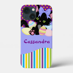 Stippen en stripes van zwarte keuken en paaseieren iPhone 13 mini hoesje