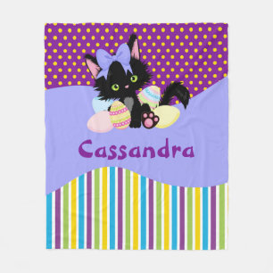 Stippen en stripes van zwarte keuken en paaseieren fleece deken