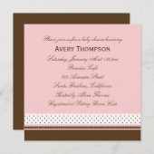 Stippen en strips Baby shower Uitnodiging - Roze (Voorkant / Achterkant)