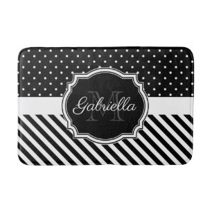 Stippen en strips badmat