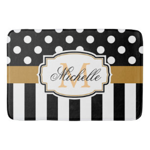 Stippen en strips badmat