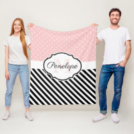 Stippen en strips fleece deken