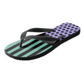 Stippen en tapes Pattern Black + uw backgr. en ide Teenslippers (Schuin)