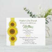 Stippen en zonnebloemen Moederdag uitnodiging (Staand voorkant)