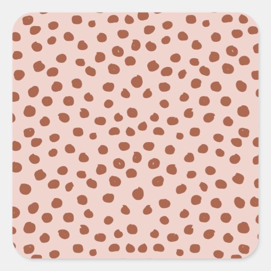Stippen in Peach en Brown Dalmatian Spots Vierkante Sticker (Voorkant)
