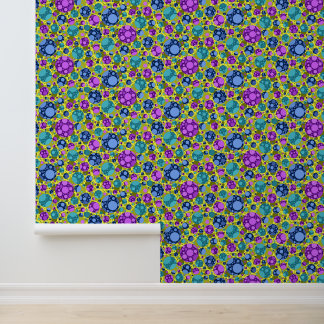 Stippen in Roze Blauw Turquoise Sticker en verwijd Behang