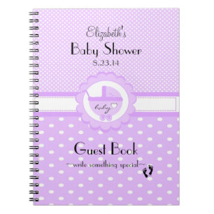 Stippen-Lavendel Baby Shower Gastboek- Notitieboek