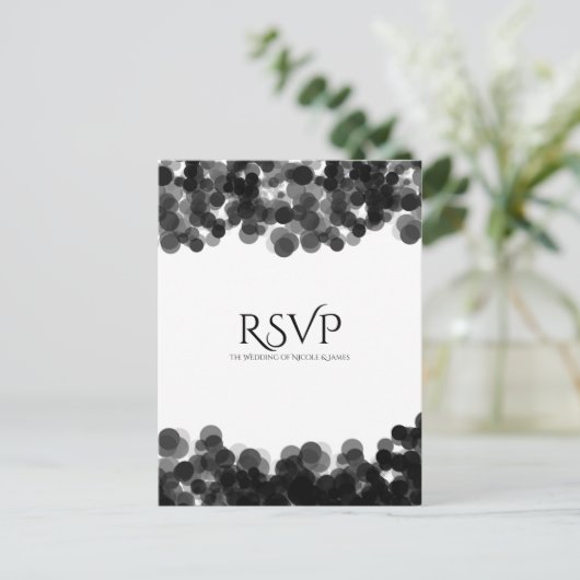 Stippen met zwarte en witte kaviaar Moderne bruilo Uitnodiging Briefkaart (Staand voorkant)