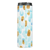 Stippen monogram blauwe en goudkleurige Waterverf Thermosbeker (Achterkant)