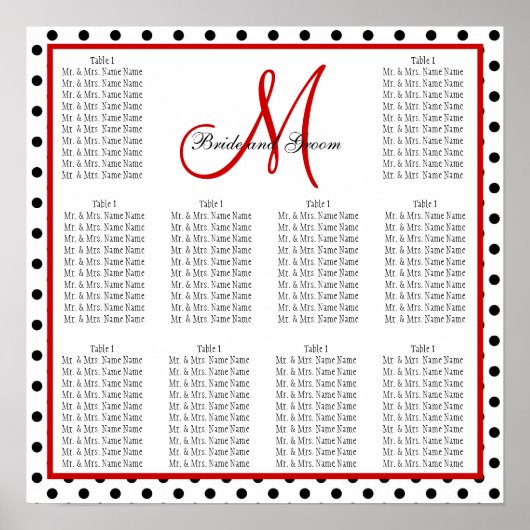 Stippen Monogram rood sjabloon Poster (Voorkant)