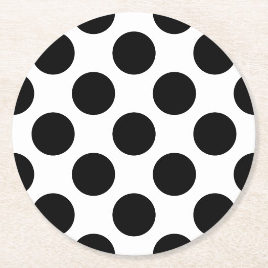 Stippen naadloos patroon zwart + achterzijde ronde kartonnen onderzetter (Voorkant)