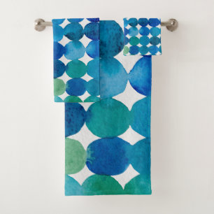 Stippen patroon - blauw en groen bad handdoek