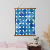 Stippen patroon - blauw en groen hangend wandkleed (Slaapkamer)