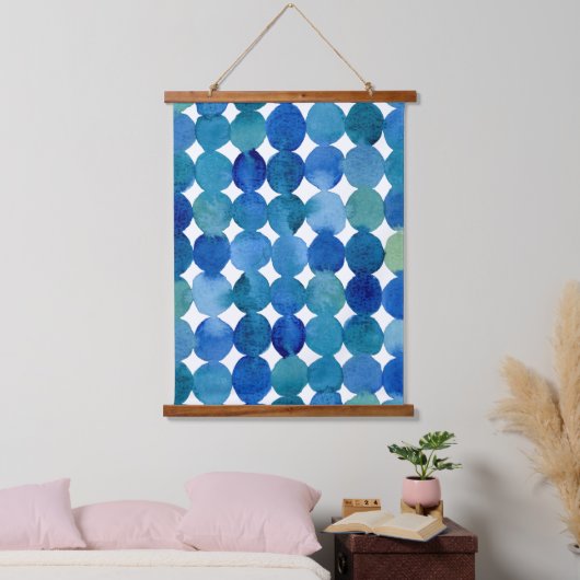 Stippen patroon - blauw en groen hangend wandkleed (Slaapkamer)