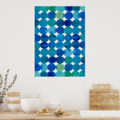 Stippen patroon - blauw en groen poster (Keuken)