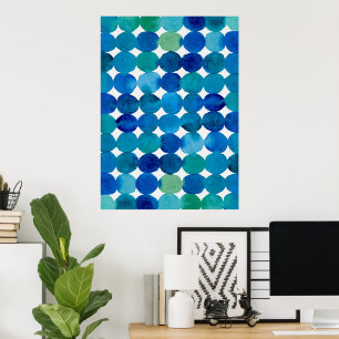 Stippen patroon - blauw en groen poster