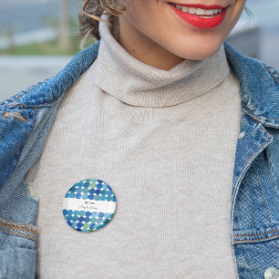 Stippen patroon - blauw en groen ronde button 3,2 cm