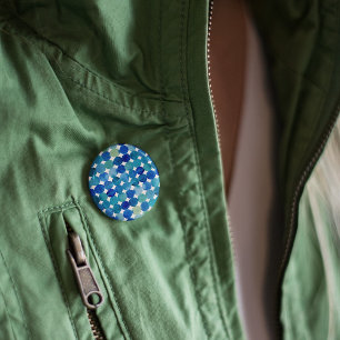 Stippen patroon - blauw en groen ronde button 5,7 cm