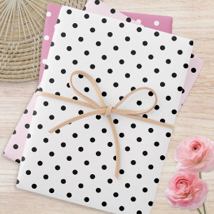Stippen Patroon Set van 3 Roze Witte Stippen Inpakpapier Vel