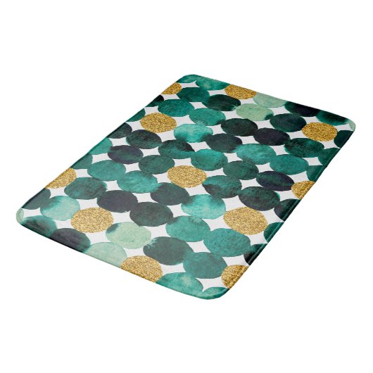 Stippen patroon - smaragd en goudglitter badmat (Gekanteld)