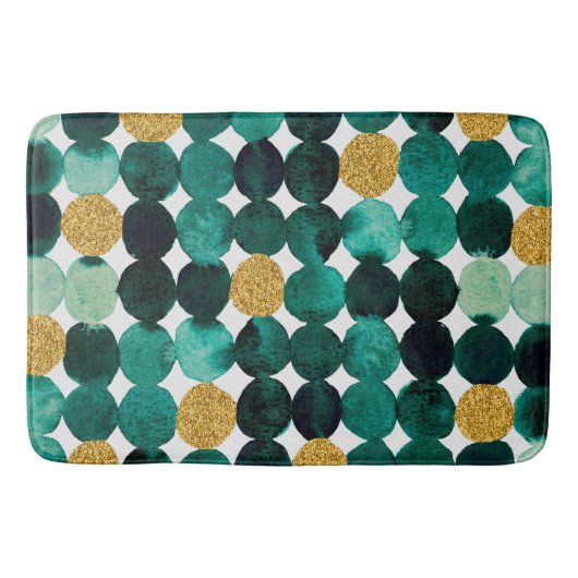 Stippen patroon - smaragd en goudglitter badmat (Voorkant)