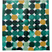 Stippen patroon - smaragd en goudglitter douchegordijn (Voorkant)