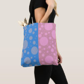 Stippen Roze Blauw Custom All-Over-Print Canvas ta Tote Bag (Dichtbij)