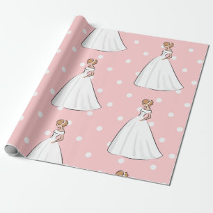 Stippen Roze Bruidscadeau Witte Trouwjurk Cadeaupapier