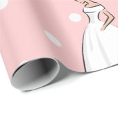 Stippen Roze Bruidsjurk Witte Trouwjurk Cadeaupapier (Rol Hoek)