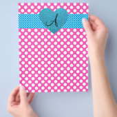 Stippen roze en witte monogram flyer (Hand)