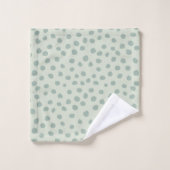 Stippen Sage Green Bad Handdoek (Wasdoekje)