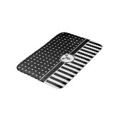 Stippen Stripes Monogram Black White Bath Badmat (Gekanteld)