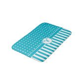 Stippen Stripes Monogram Turquoise Bath Badmat (Gekanteld)