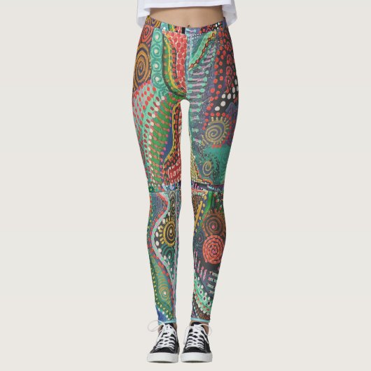 Stippen tegelontwerp Leggings (Voorkant)