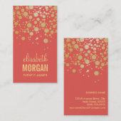 Stippen van Bright Gold Confetti - Stijlvol koraal Visitekaartje (Voorkant / Achterkant)