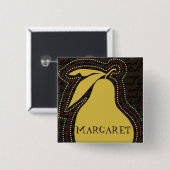 Stippen van fruitperensilhouette vierkante button 5,1 cm (Voorkant /achterkant)