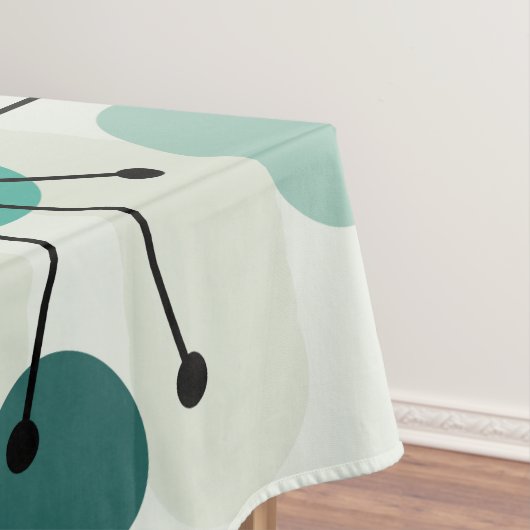 Stippen van het atoomtijdperk en stoeprand Aquamar Tafelkleed (Voorbeeld)