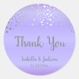 Stippen van lavender en Silver Confetti Ronde Sticker