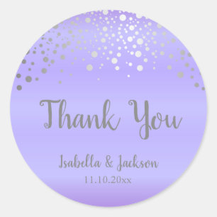 Stippen van lavender en Silver Confetti Ronde Sticker