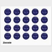 Stippen van Navy Blue en Silver Confetti Ronde Sticker (Vel)