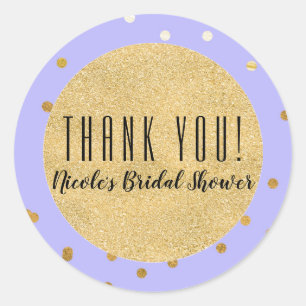 Stippen van Paarse en goudhoudende Confetti Modern Ronde Sticker