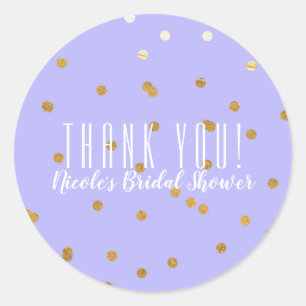 Stippen van Paarse en goudhoudende Confetti Modern Ronde Sticker