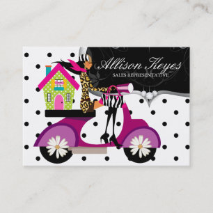 Stippen van Real Estate Realtor Scooter Girl House Visitekaartje