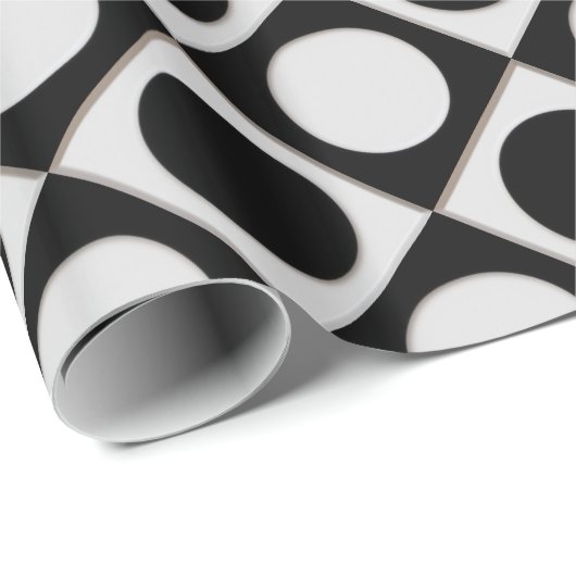 Stippen & vierkantjes / zwart wit + uw ideeën cadeaupapier (Rol Hoek)