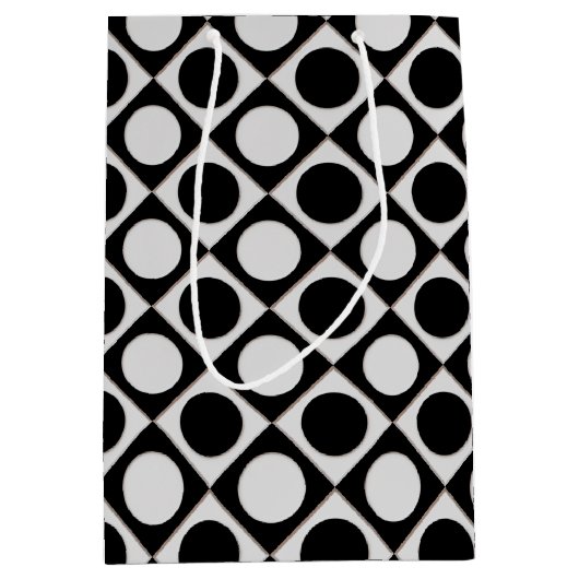 Stippen & vierkantjes / zwart wit + uw ideeën medium cadeauzakje (Voorkant)